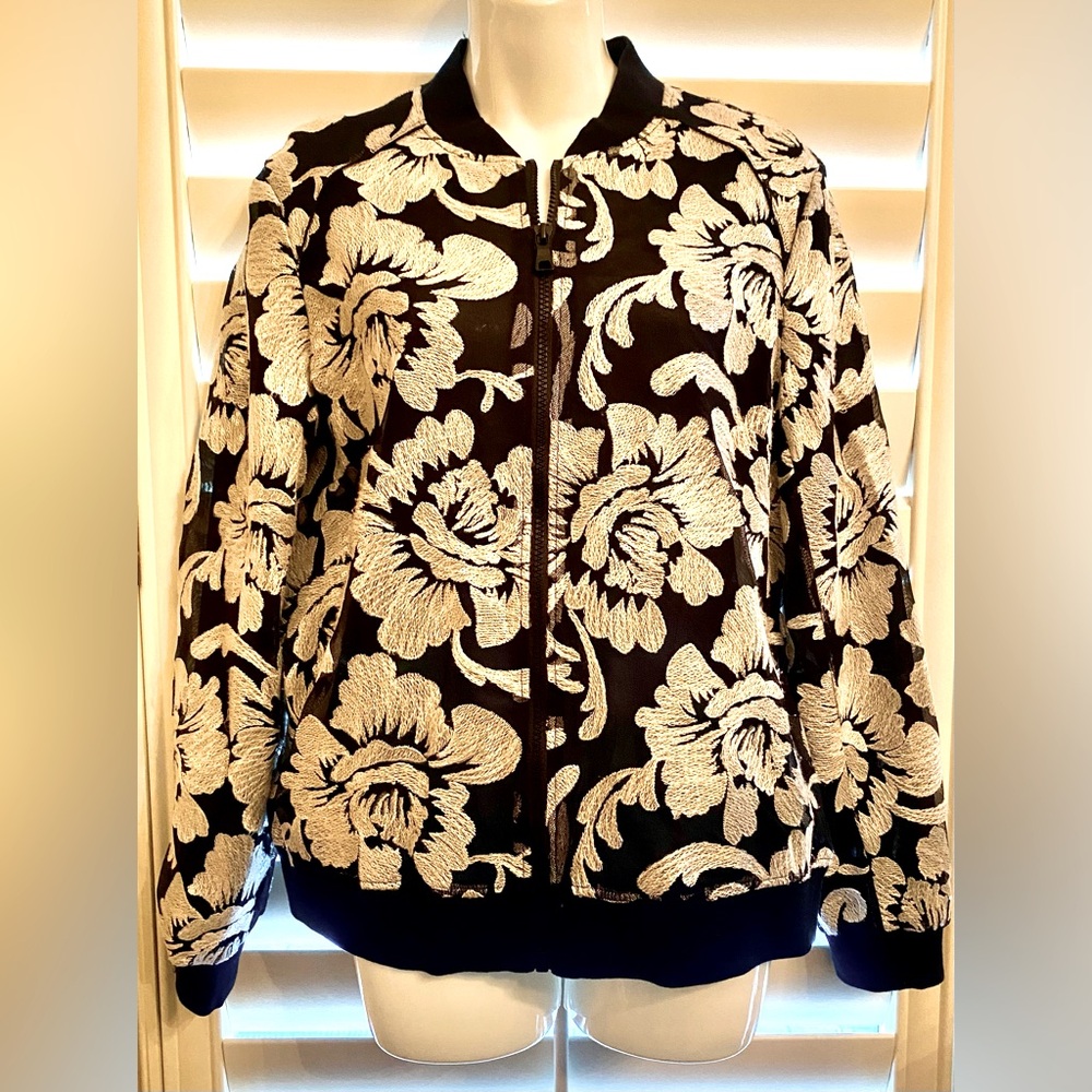 INC embroidered zip up jacket